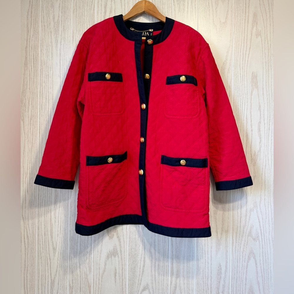 Escada Margaretha Ley Red Quilted Jacket Size 40